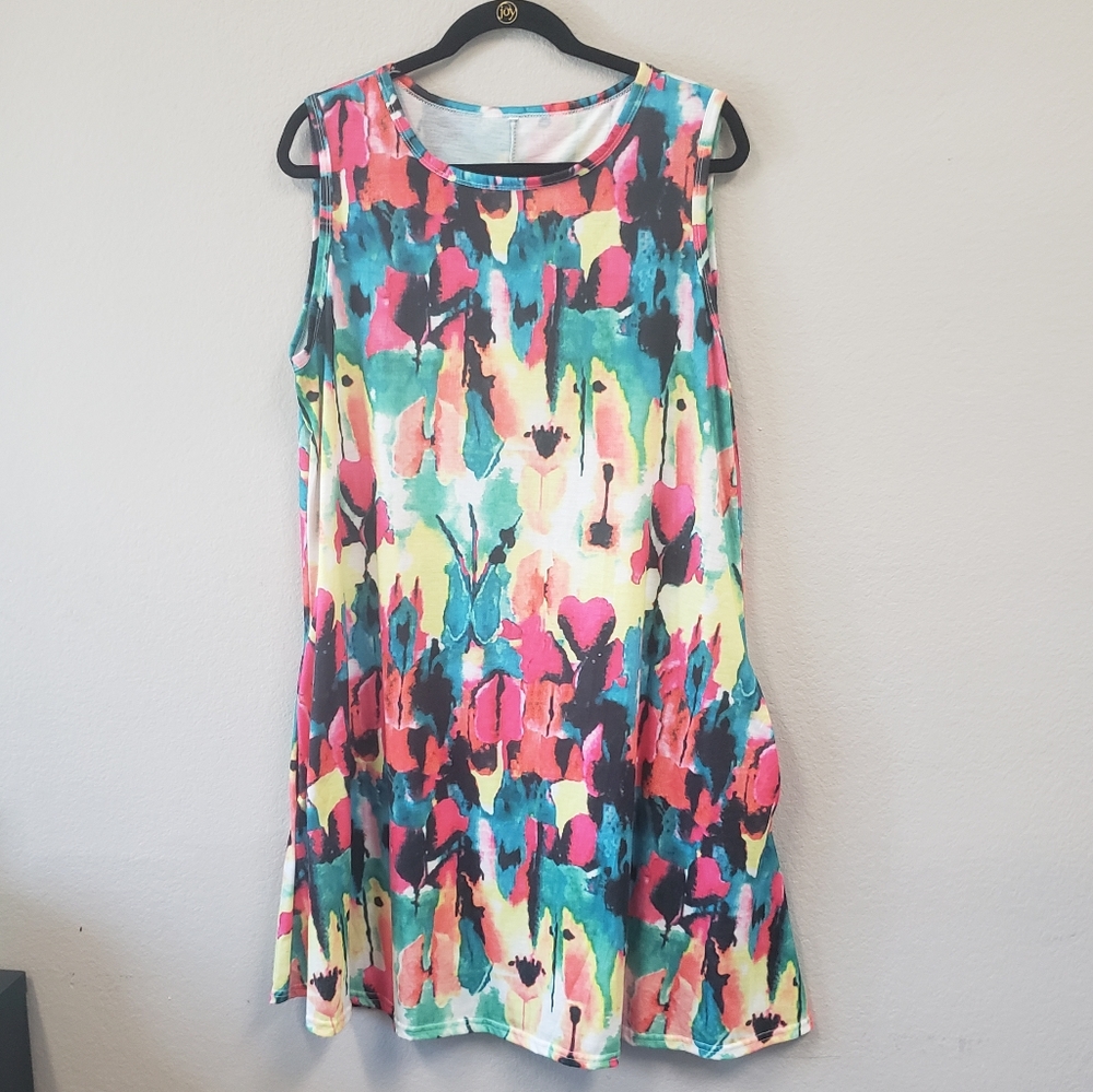 Multicolor tank dress. Size XXL